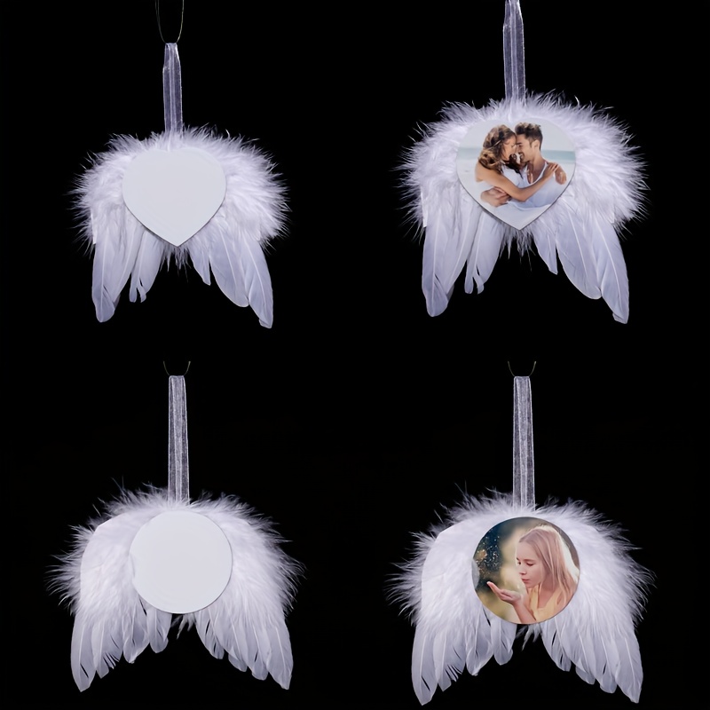 TEMU 1 stuk Gepersonaliseerde Foto Metalen Engel Veer Kerstversiering - DIY Bohemian Hangende Decoratie met Jouw Eigen Foto voor Familie, Bruiloft,