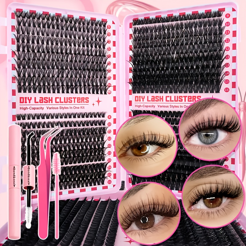 200 800pcs Eyelash Kit 2 in 1 Bonding Tweezers Mascara