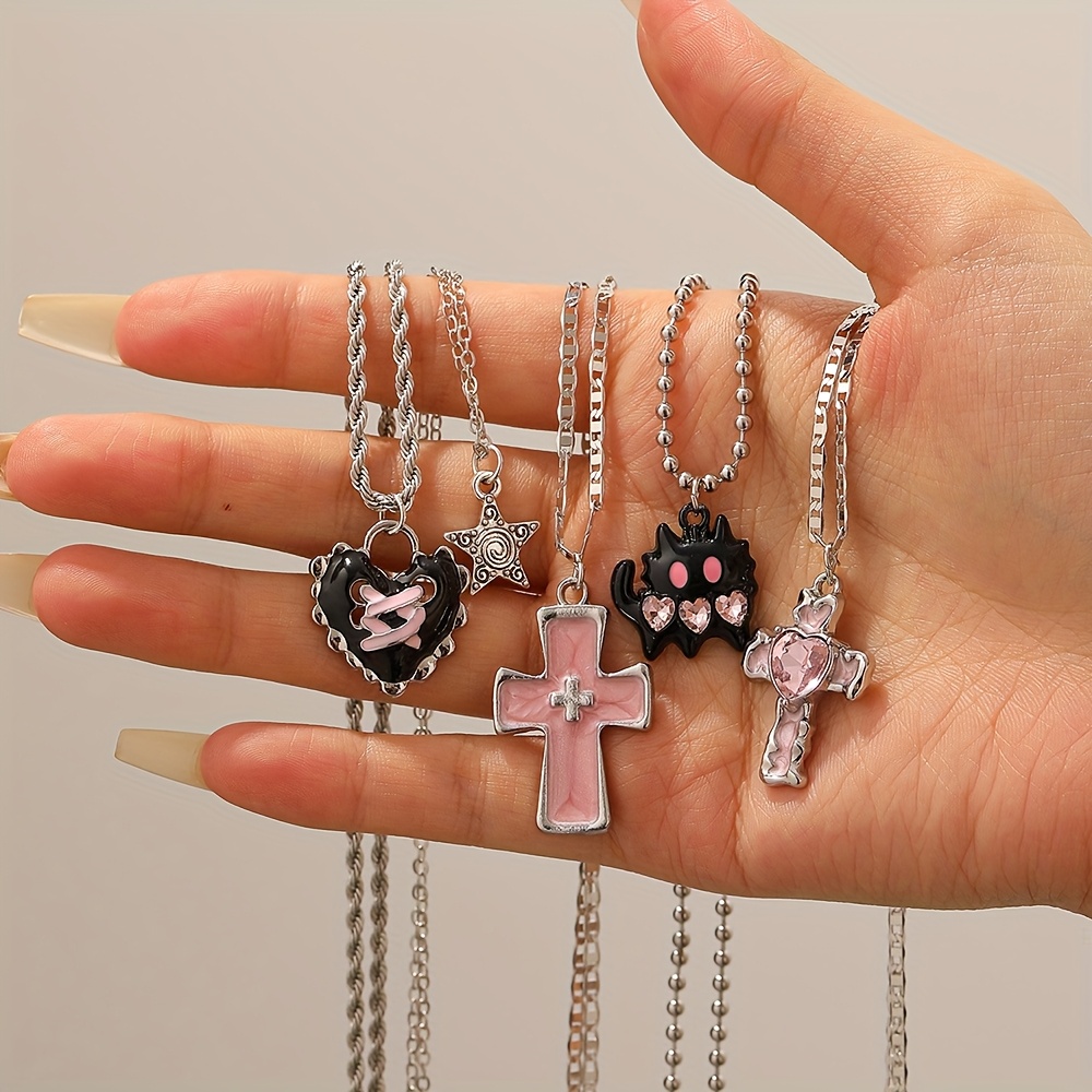 5pcs y2k minimalist cross pendant necklace set - Temu Mauritius