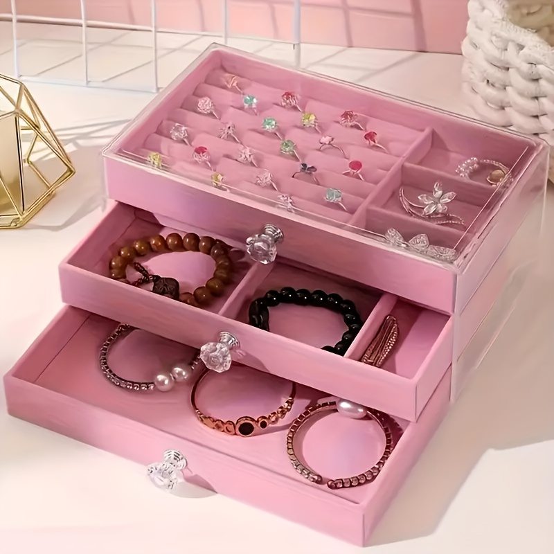 large capacity jewelry organizer box with transparent lid -   storage for bracelets, rings, earrings, necklaces - dustproof display case with compartments -   storage for home, salon, gift for women (christmas, mother s day, valentine s) - durable plastic construction, jewelry box,  ,  , sturdy construction, fashion enthusiasts, best for christmas Product details 3
