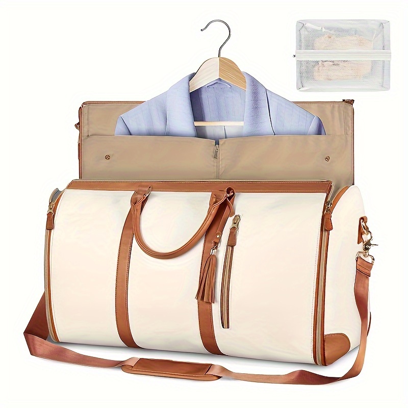 Foldable Womens Travel Convenient Carry-on Clothing Bag, Large PU Duffel Bag, Womens Business Travel Bag