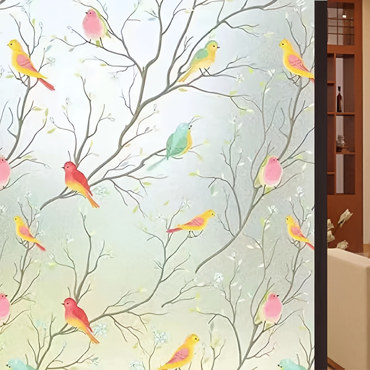 1 рулон тематической ПВХ-пленки для окон, толщиной 10 мил, статический натяжной декоративный стеклянный стикер для дома, офиса, кухни, ванной комнаты, обеспечения конфиденциальности и фильтрации света, детали 2