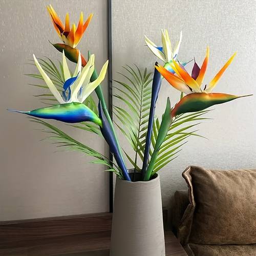 3pcs, Artificial Bird Of Paradise Strelitzia Flowers - Faux Plants For Home Office Wedding Decor - Spring Summer Table Centerpiece Decor