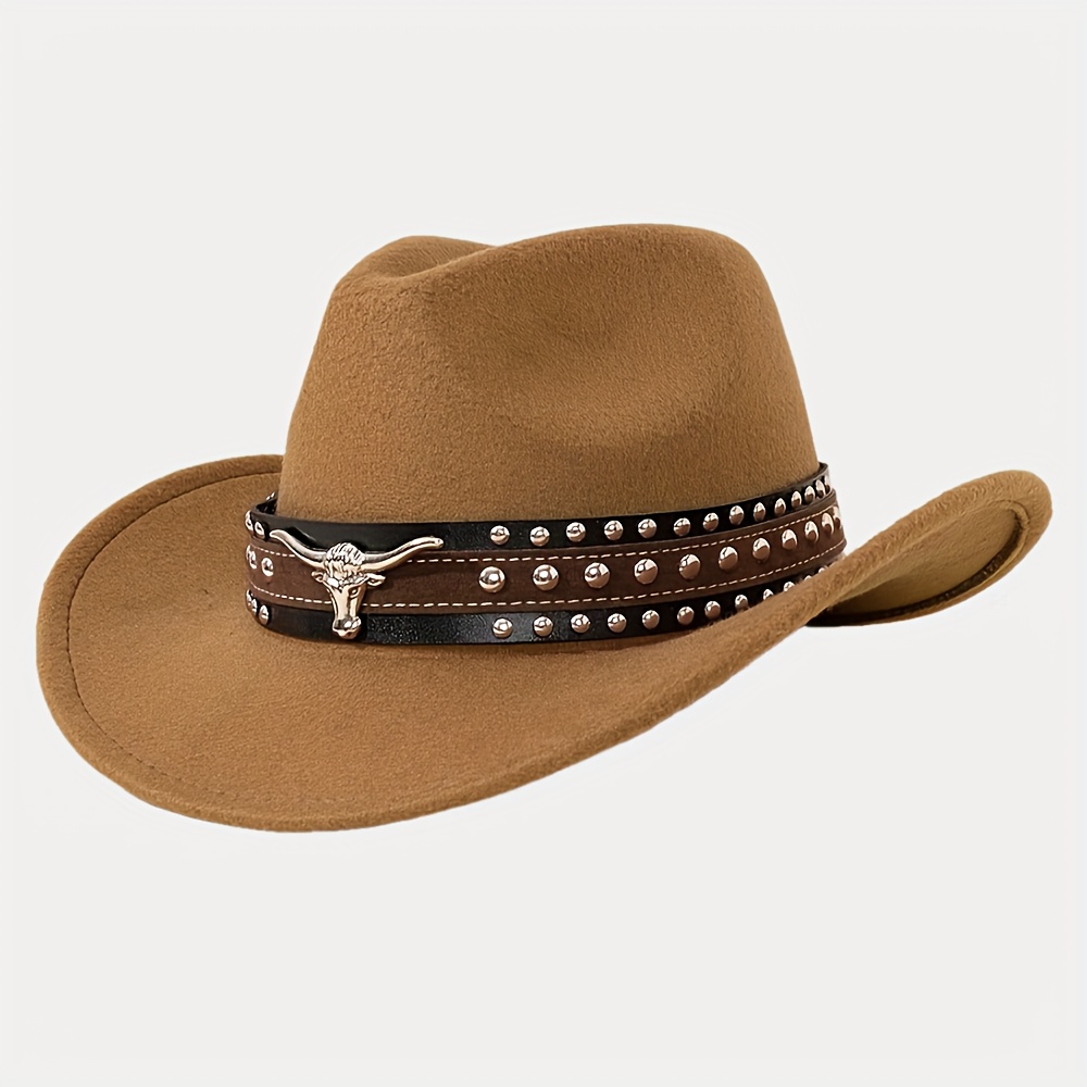 western cowboy hat men women top hat detachable - Temu display picture 1