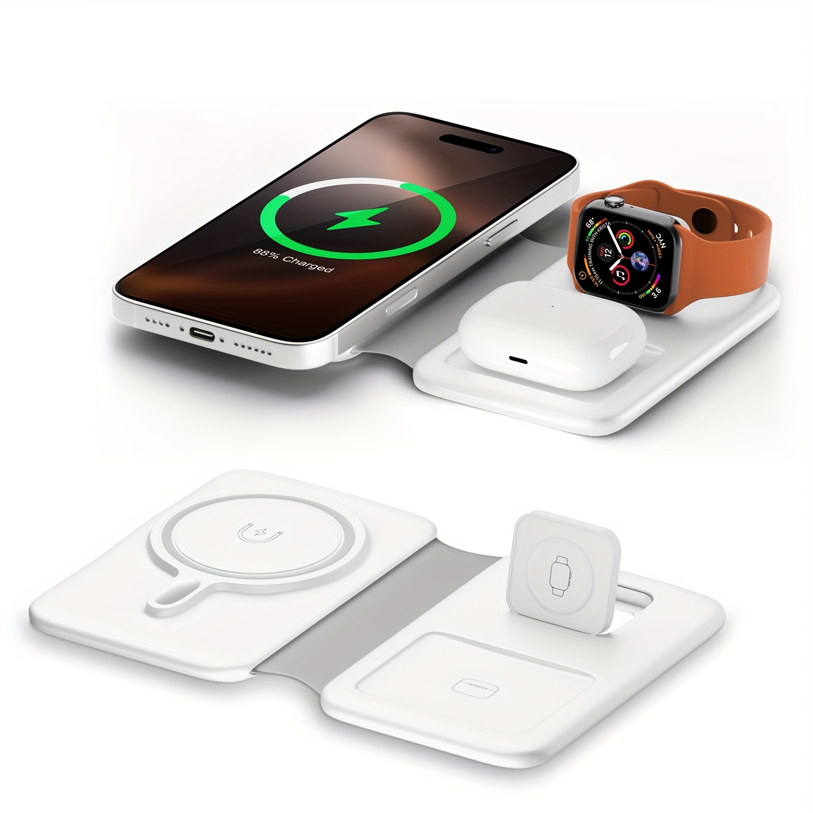 TEMU Foldable Wireless Charging Station, 3-in-1 Wireless Charger, Magnetic Phone Charger, For Iphone 18/18 Pro Max 17 16 15 14 13 12, For Iwatch
