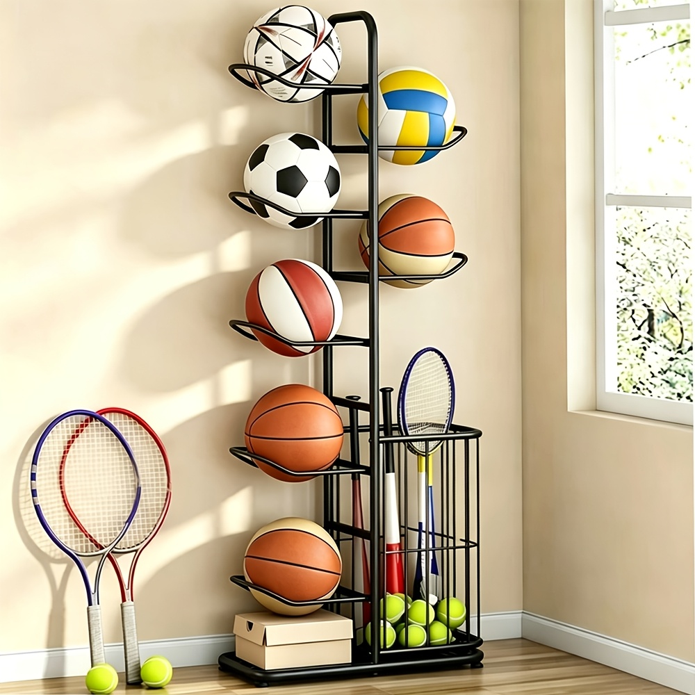 TEMU 1pc 5/7 Tier Storage Rack Holder Organizer Football Basketball Ball Volleyball Basket Stand