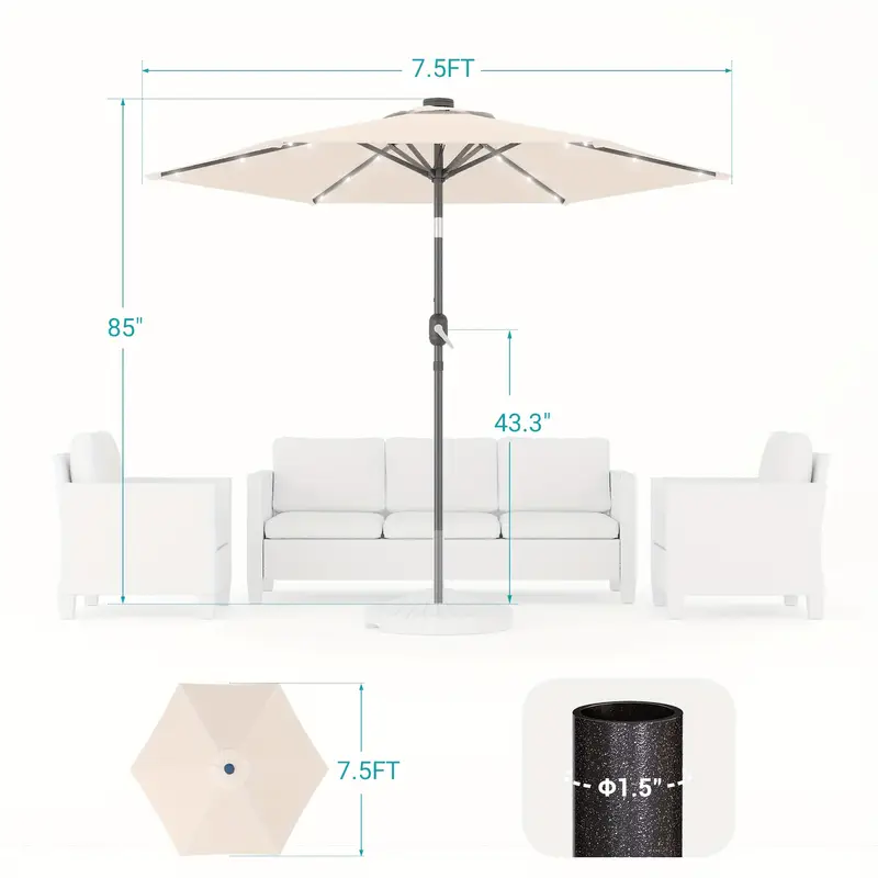7.5 white patio umbrella Blissun ft Umbrella, Yard Umbrella, Outdoor Market with Push Button Tilt Crank (Creamy White) : Patio, Lawn & Garden The adjustable pole allows you to easily tilt and customize the angle to block sunlight at any time of the day Gulfport Patio Umbrella 7.5 ft.