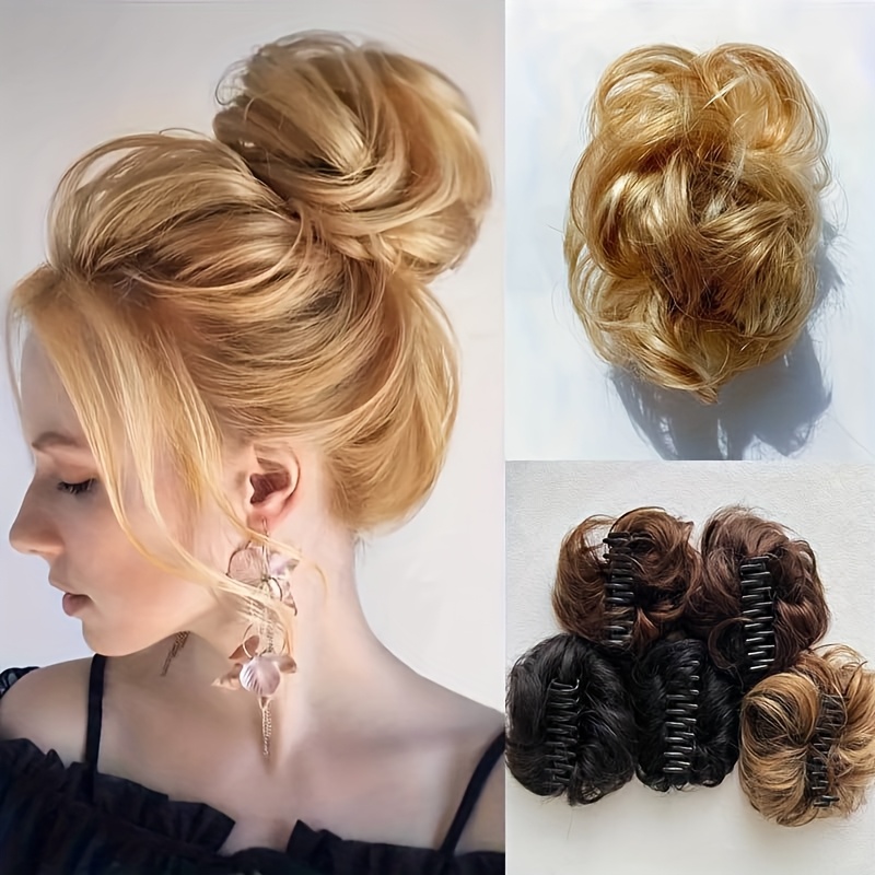 Messy Ponytail Hair Piece With Claw Clip - Short Wavy Synthetic Hair Extension For Women