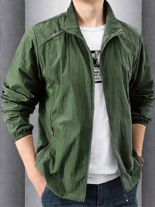 esta chaqueta y transpirable de rápido para hombre - chaqueta deportiva casual con cremallera y cuello para senderismo, running, ciclismo y pesca, color , para verano y