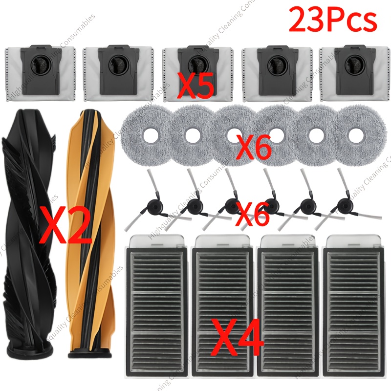 E-shop 23-teiliges Zubehörset für X50 Ultra/L50 Ultra/X50 Master/L40s Pro Ultra/ V50 Roboter & Mop – Vollständiges Ersatzteil-Set mit 2 Hauptbürsten, 6