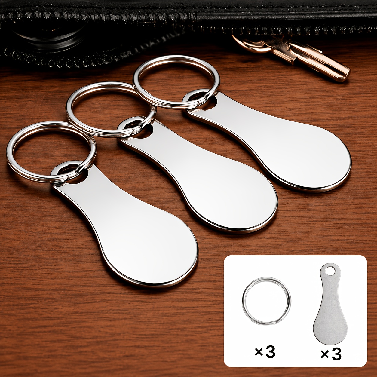 Image of 6pcs Anti-loss Shopping Cart Tokens (3 Tokens + 3 Key Rings), Backpack Keychain Accessories, Novelty Portable Pendant Set