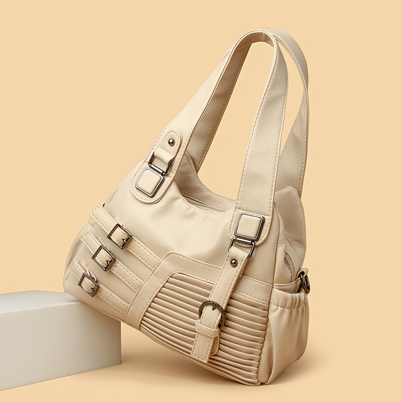 Ethnic Style PU Women'S Shoulder Bag, Trendy Women'S Tote Bag, Double-Layer Main Compartment Handbag, Suitable for Commuting, Shopping, Dating, Traveling, And More