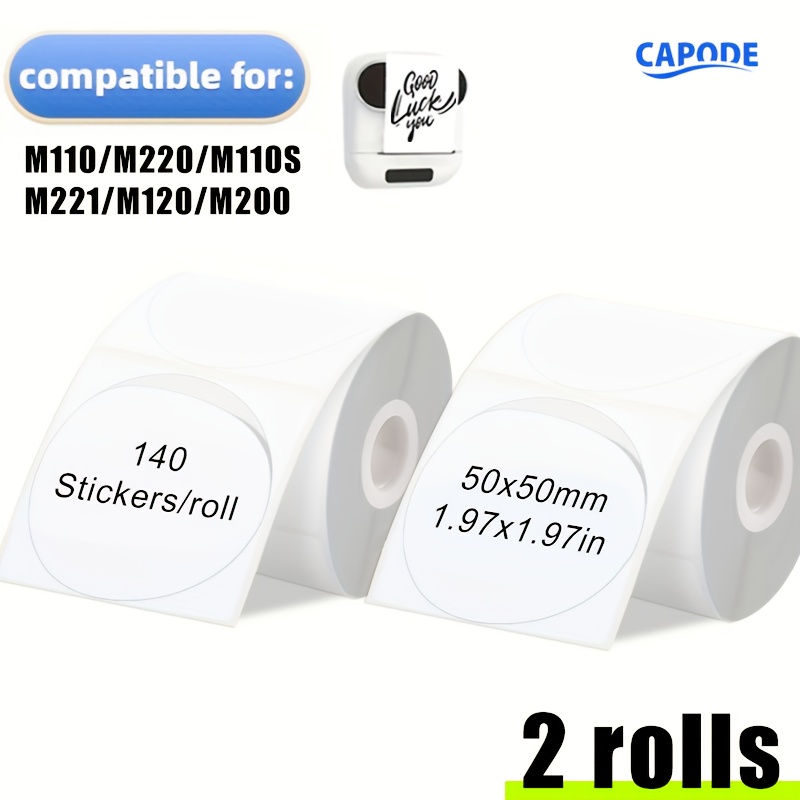 TEMU 2 Rollen Ronde Stickers 1.96" x 1.96" 50x50mm 140 Vellen per Rol, Compatibel met M110/M221/M220/M120//M110S, Multifunctionele Zelfklevende Ronde