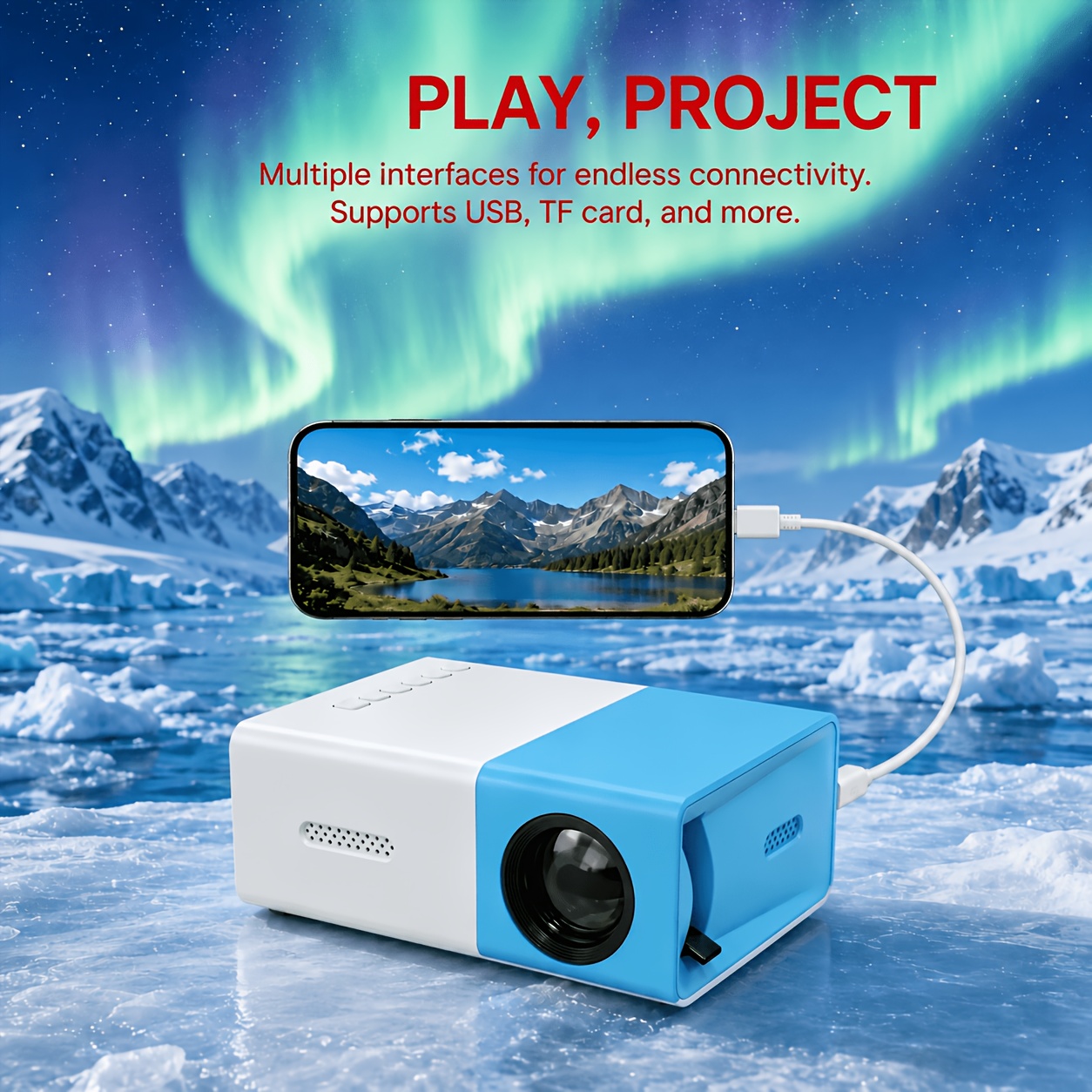 Portable Mini LED Projector with Remote & Speaker