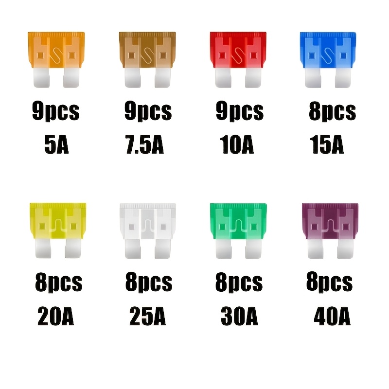 TEMU 67pcs Car Blade Fuse Kit 5a/7.5a/10a/15a/20a/25a/30a/40a Mixed Standard Automotive Replacement Fuses With Removal Tool, Multi- Auto Fuse