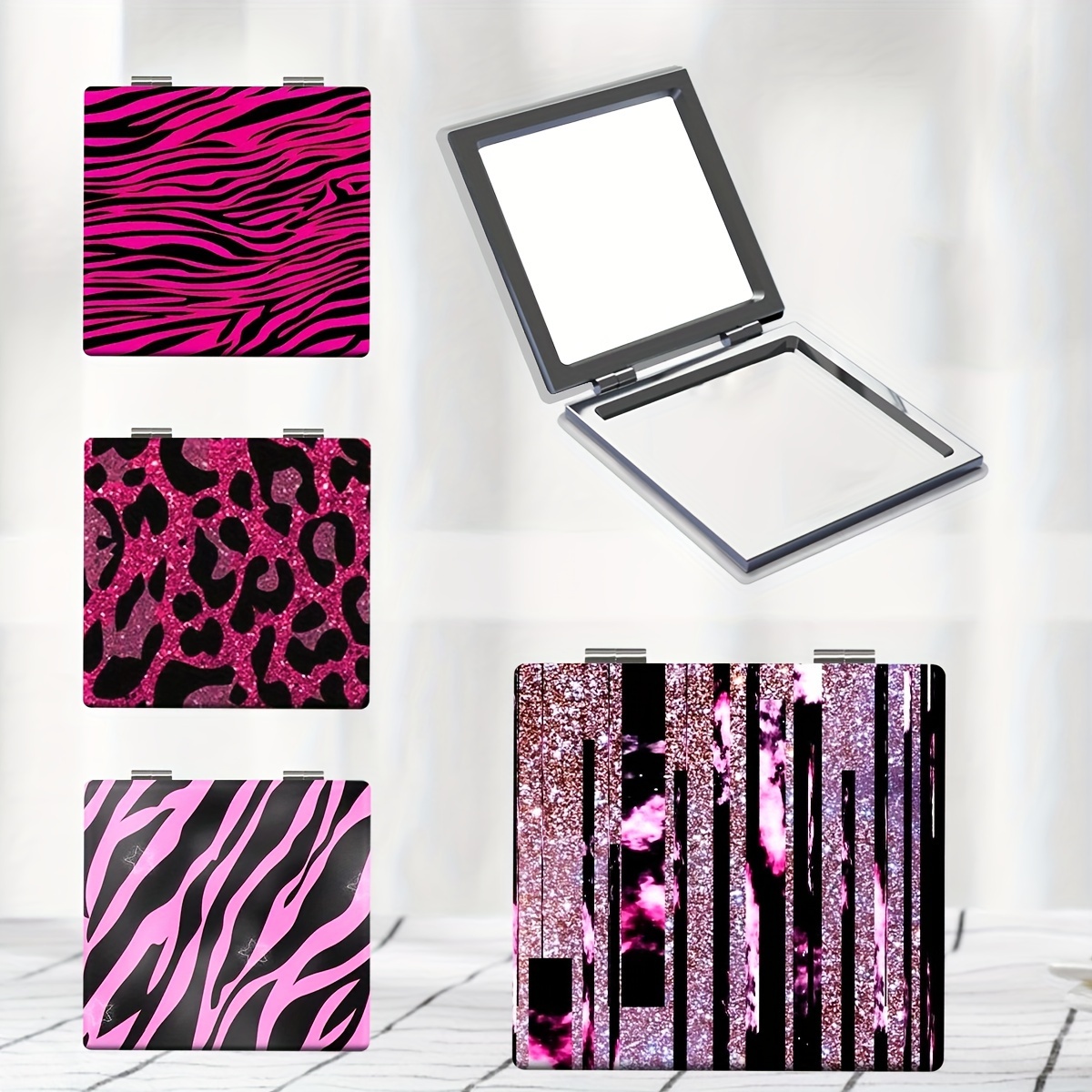 

Y2k Leopard Print Compact Makeup Mirror Square Double Side Folding Vanity Mirror Pocket Size Portable Cosmetic Touch-up Mirror For Home Travel Outdoor Use