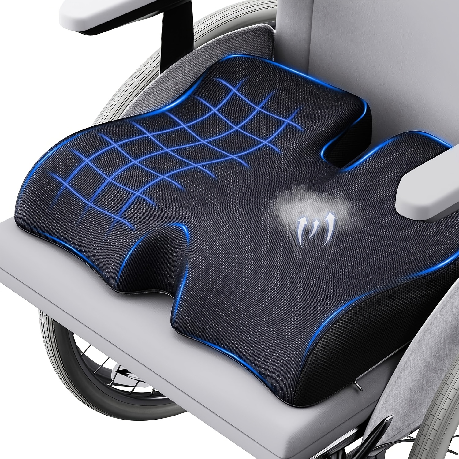 TEMU Cushion Chair Cushion, Memory Foam, Ergonomic Lumbar & Coccyx Support, Pressure Relief, Non-slip Base, Removable Washable Cover, Breathable ,
