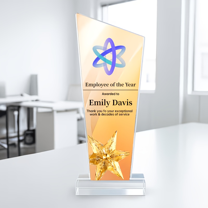 TEMU 2d Flat, Custom Acrylic Trophy Ornament, Personalized With And Text, Anniversary Gift For Him/her, Couple's Gift, Commemorative Thank-you Gift