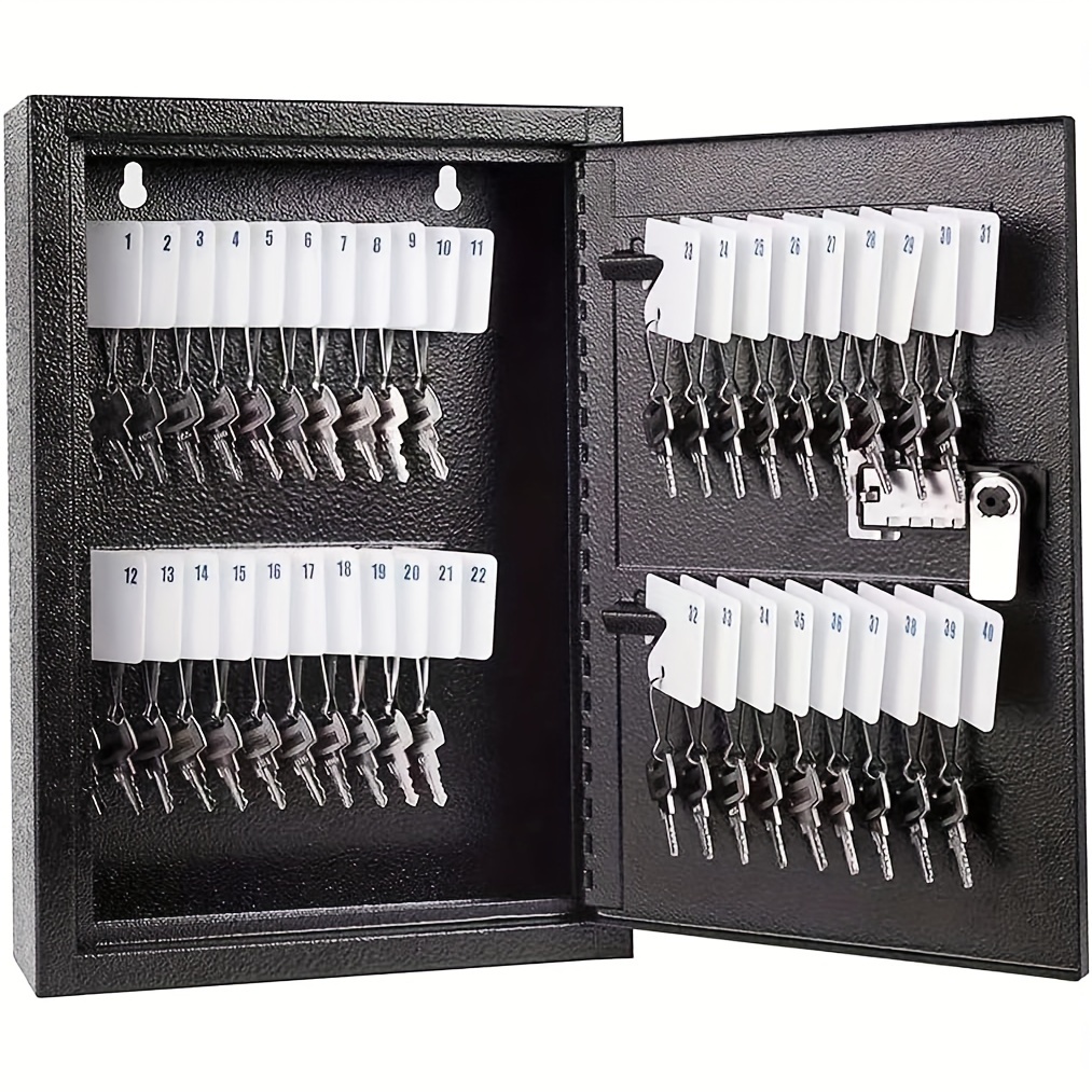 

Key Box Wall Mount Key Cabinet With Combination Lock Key Storage Box For Wall 40 Key Hooks Off - Black