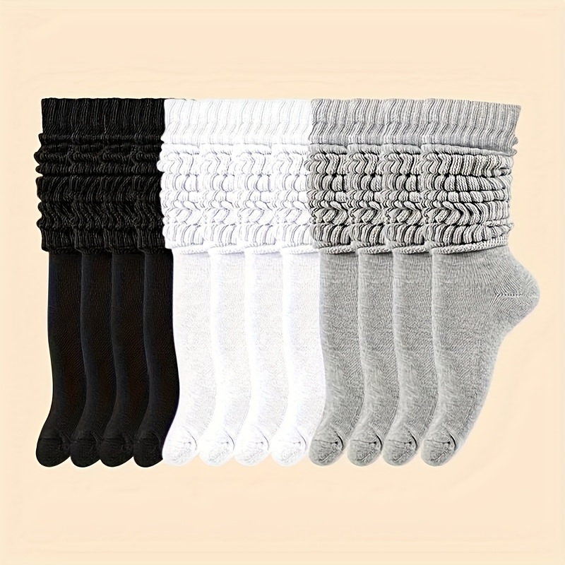 TEMU 6 Pairs Of Women's Pile Socks, Long Leg Socks, Autumn And Winter, Warm And Comfortable, Soft And Casual High Leg Socks, Leg Covers