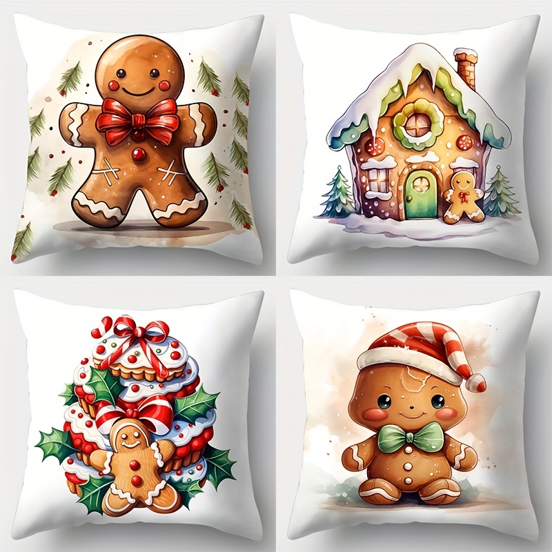 

4pcs Set, Christmas Pillowcase, For Man, , Pillowcase, 17.7 * 17.7 , - , Christmas Decoration, Sofa Pillowcase, Pillowcase