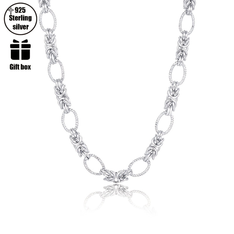 TEMU 925 Silver Women's Necklace Chain Necklace Woven Necklace Fashionable And Simple Elegant And Hip-hop Daily Casual Suitable For Holiday Gifts