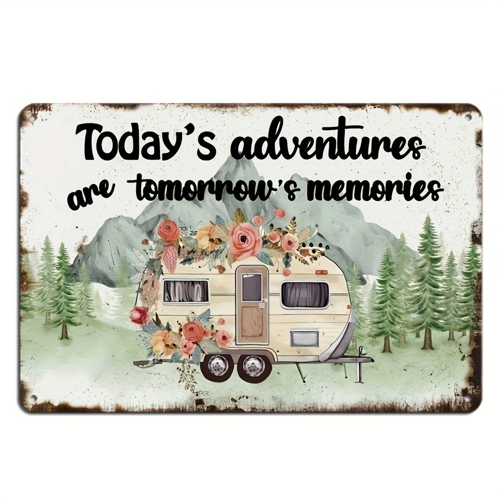 TEMU 1pc Camping Inspirational Retro Style 8×12 Inch Aluminum Sign, Suitable For Camping Enthusiasts And Pursuing