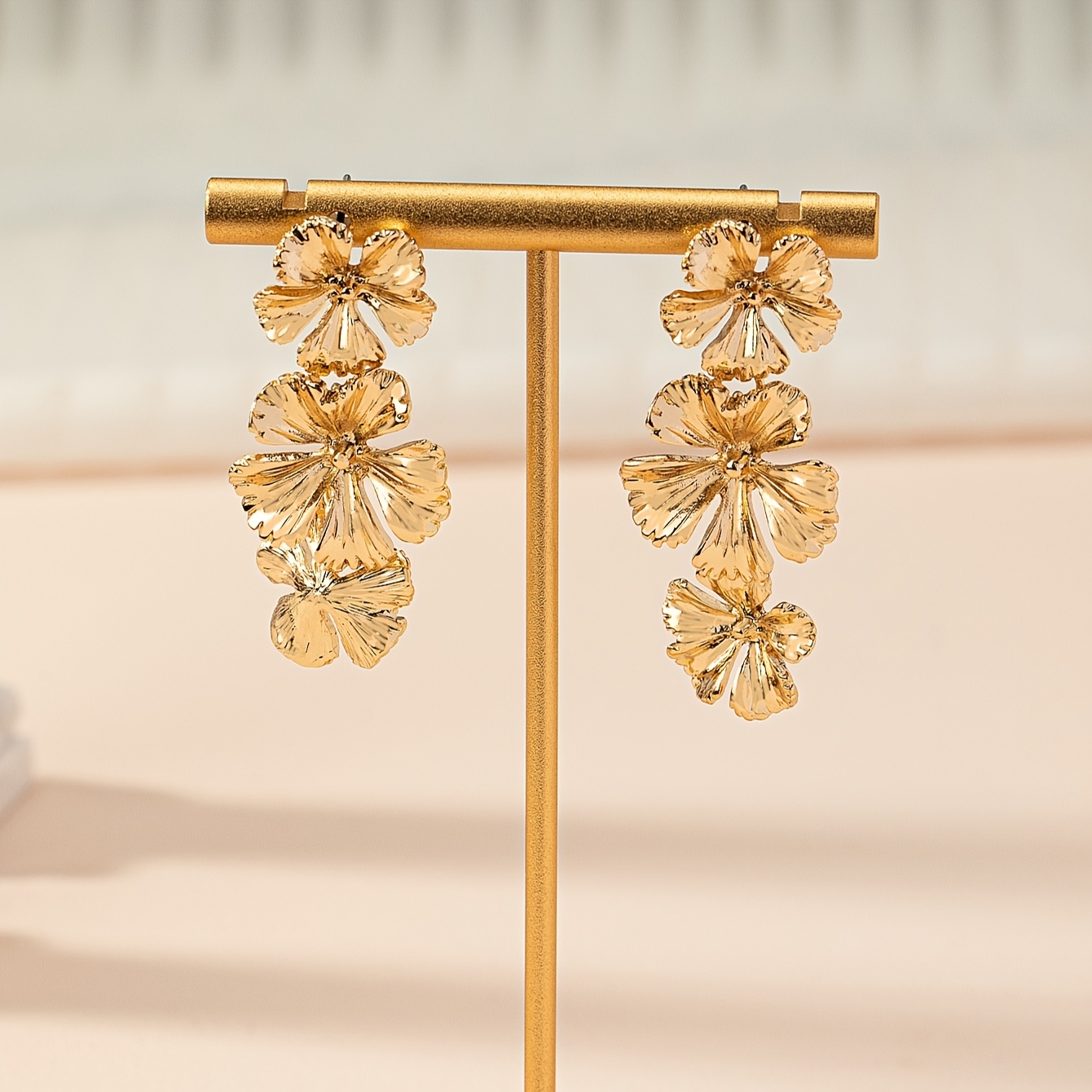 Bohemian Golden Flower Dangle Earrings for Women