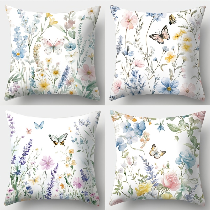 TEMU 4 piezas, de Almohada Nueva para Jardín, Lavanda, Rosa, de , y Cómoda, y Práctica, 17.7 Pulgadas * 17.7 Pulgadas, Adecuada para Decoración de