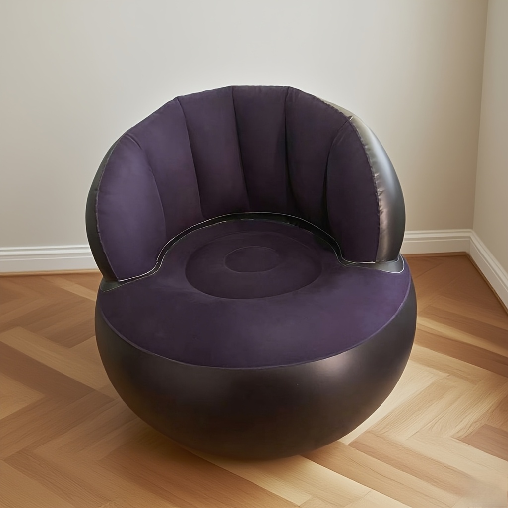 1-Person Inflatable Lazy Sofa - Foldable Air Cushion Sofa with Easy Setup, Space-Saving Modern Design, Portable Single-Seater with Ergonomic Backrest & Armrests for Indoor/Outdoor Use, Balloon-Back, Multi-Color Options (Black/Beige/Tan/Navy/Gray) 