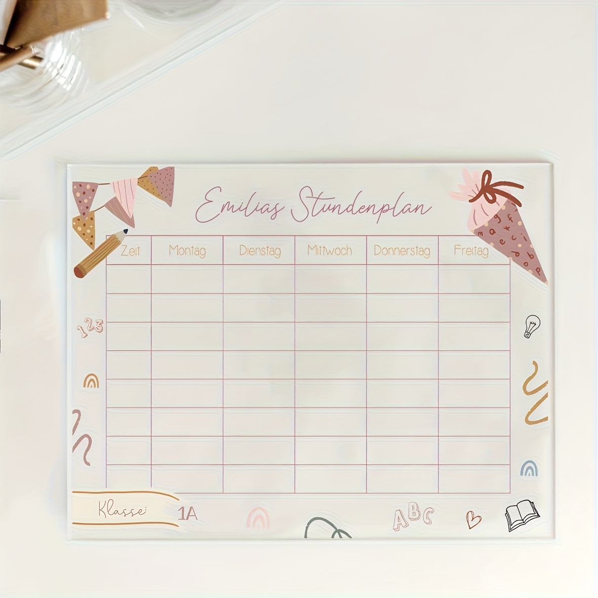 TEMU 2d Flat, Customizable Waterproof Weekly Planner With Name - Durable Acrylic, Color-coded Tabs & Stickers For Students And Teens - Portable, No