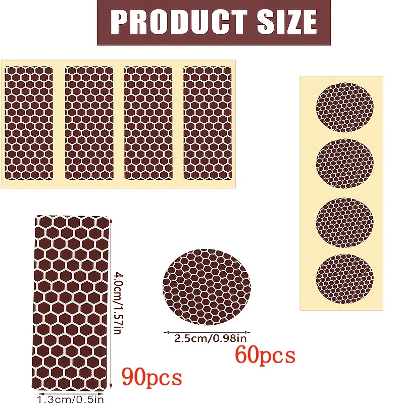 TEMU 150pcs Self-adhesive Striker Paper, 60 Round And 90 Rectangular, Replacement Surface Box And Holder, Suitable For Wood, Glass, Ceramic And Other