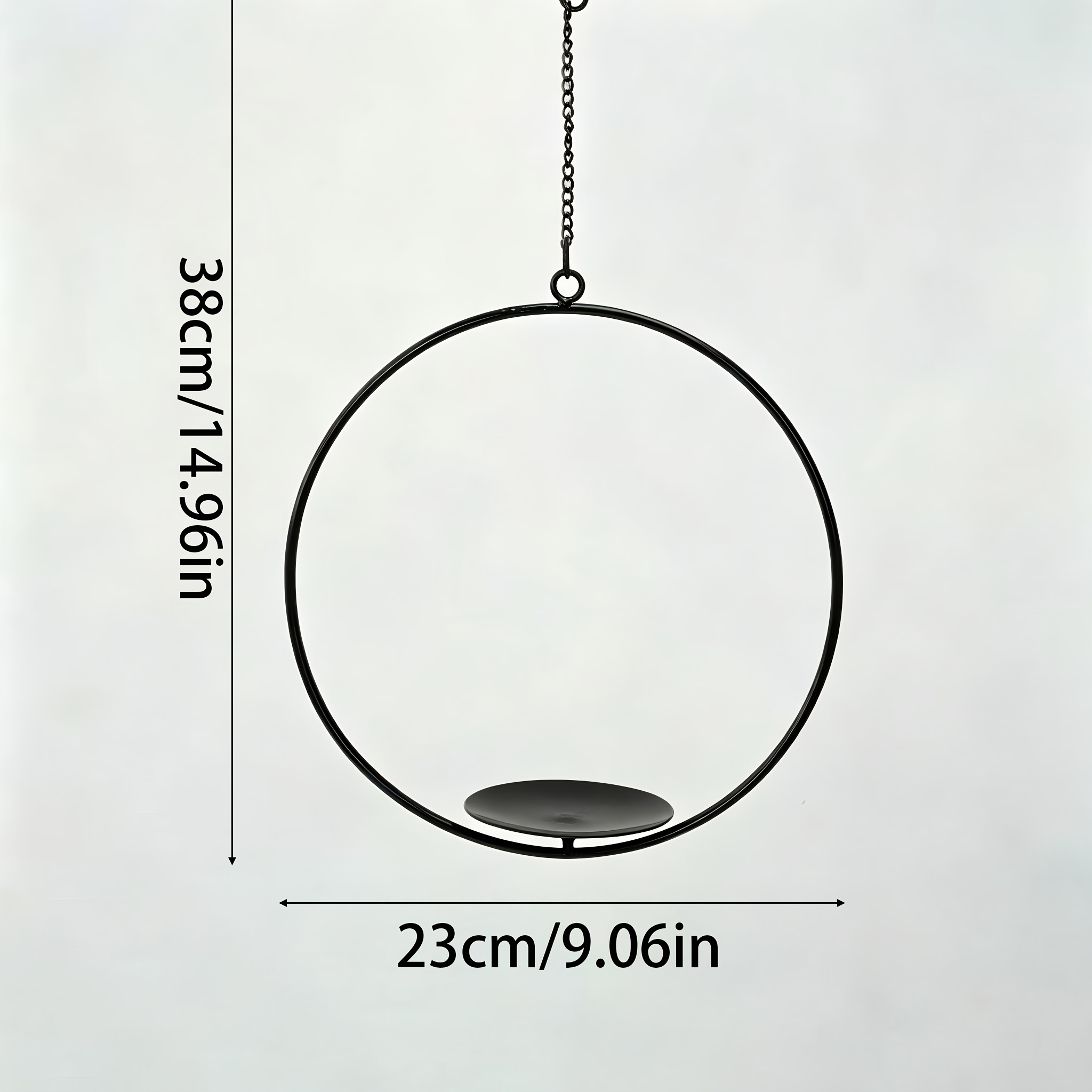 TEMU Minimalist Style Black Iron Hanging Candle Holder, Floating Wall Mounted Circular Cylindrical Candle Holder Tray, Modern Bohemian Style Wall