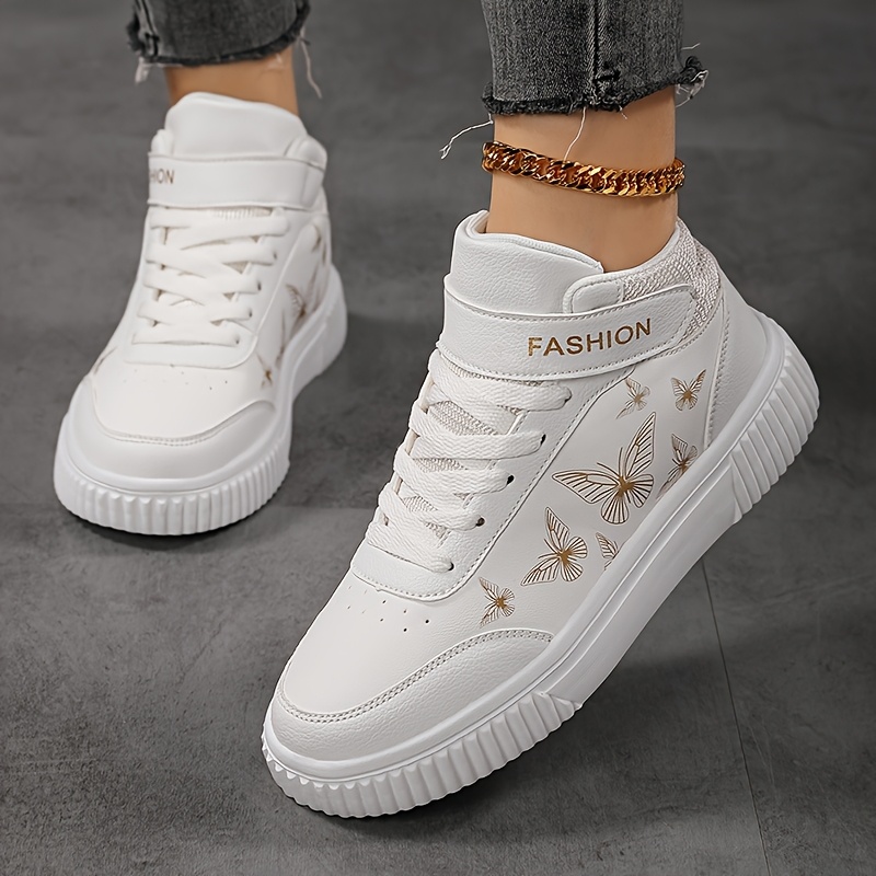 Zapatillas Deportivas Casuales Versátiles de Moda Plana con Estampado de Mariposa, Nuevo y de Moda, para Mujer, Calzado Femenino