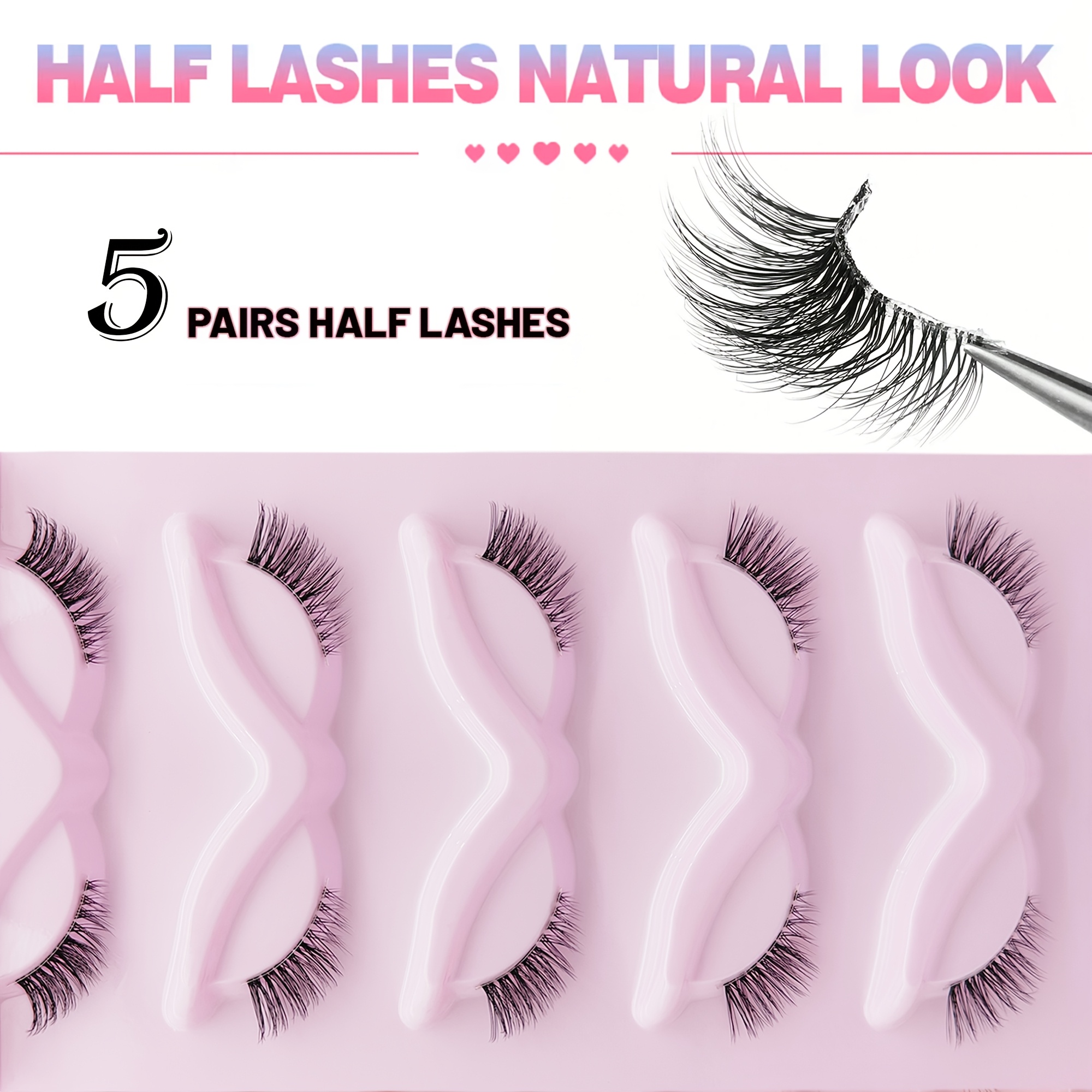 JIMIRE Wimpern Natural Look – 7 Paar, 13 Mm, Kurze Demi-Wispies Mit Klarem Band Für Täglichen Look