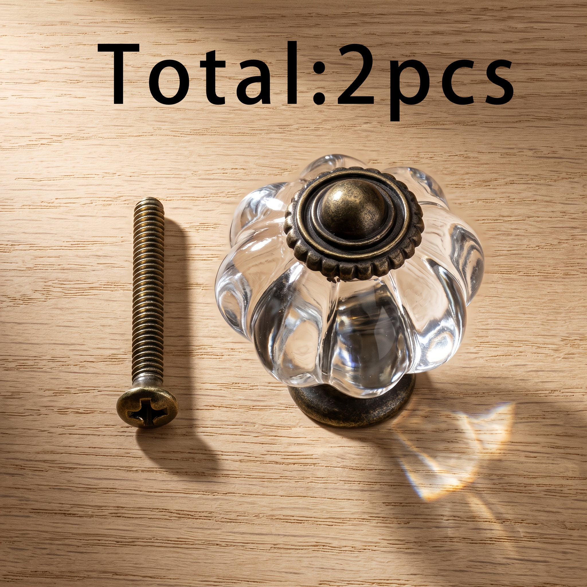 TEMU 1pc 022 Transparent Pumpkin Handle And 1pc 4x25mm Handle Screw, Total 2pcs, Vintage Style Transparent Pumpkin Acrylic Handle, Bronze Single-hole