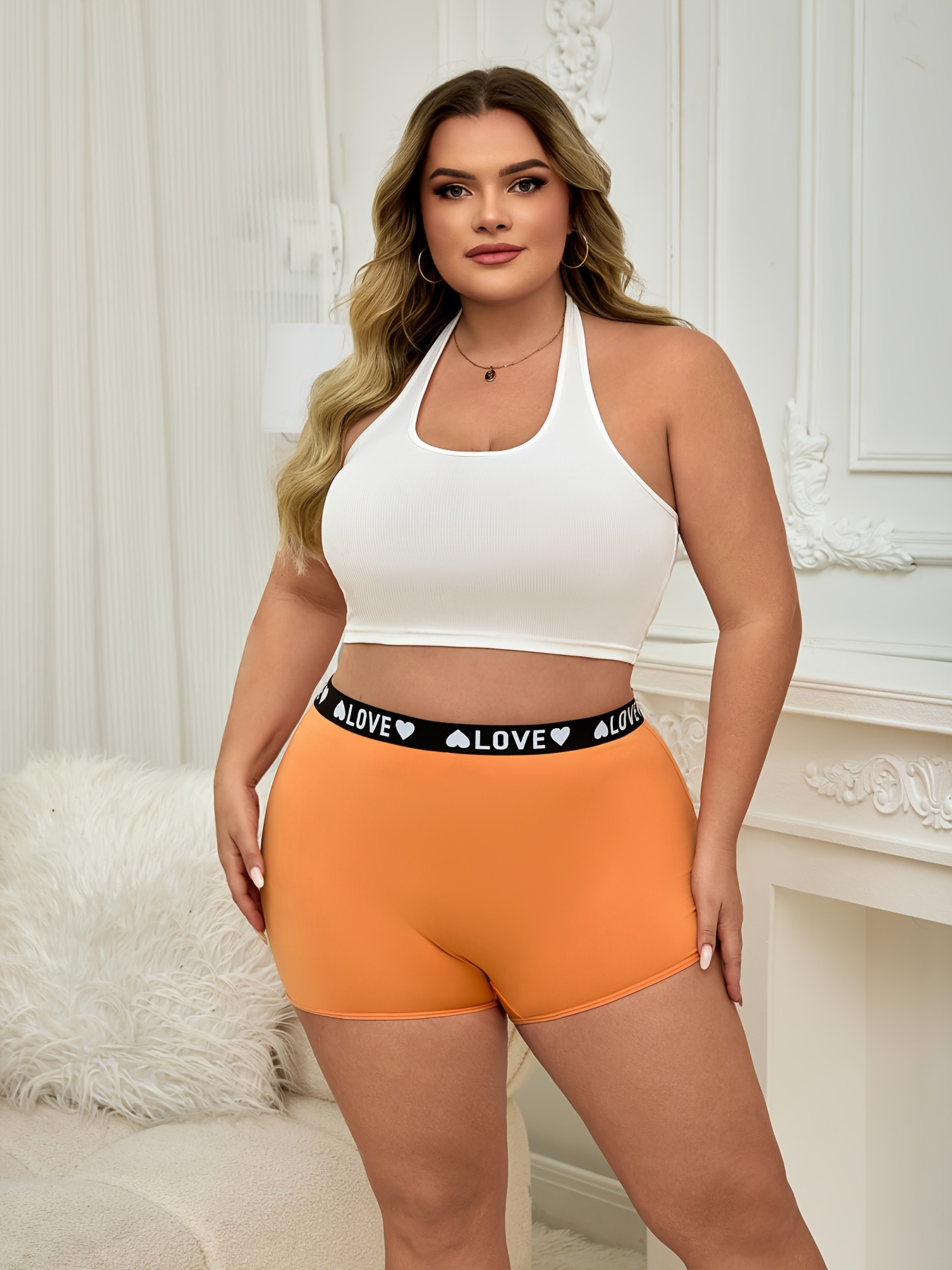 5-Unidades de Tallas para Mujer, Bragas Cortas con Cintura de Alfabeto de  Amor, Tela de Punto de Fibra Confortable y Transpirable de Ci