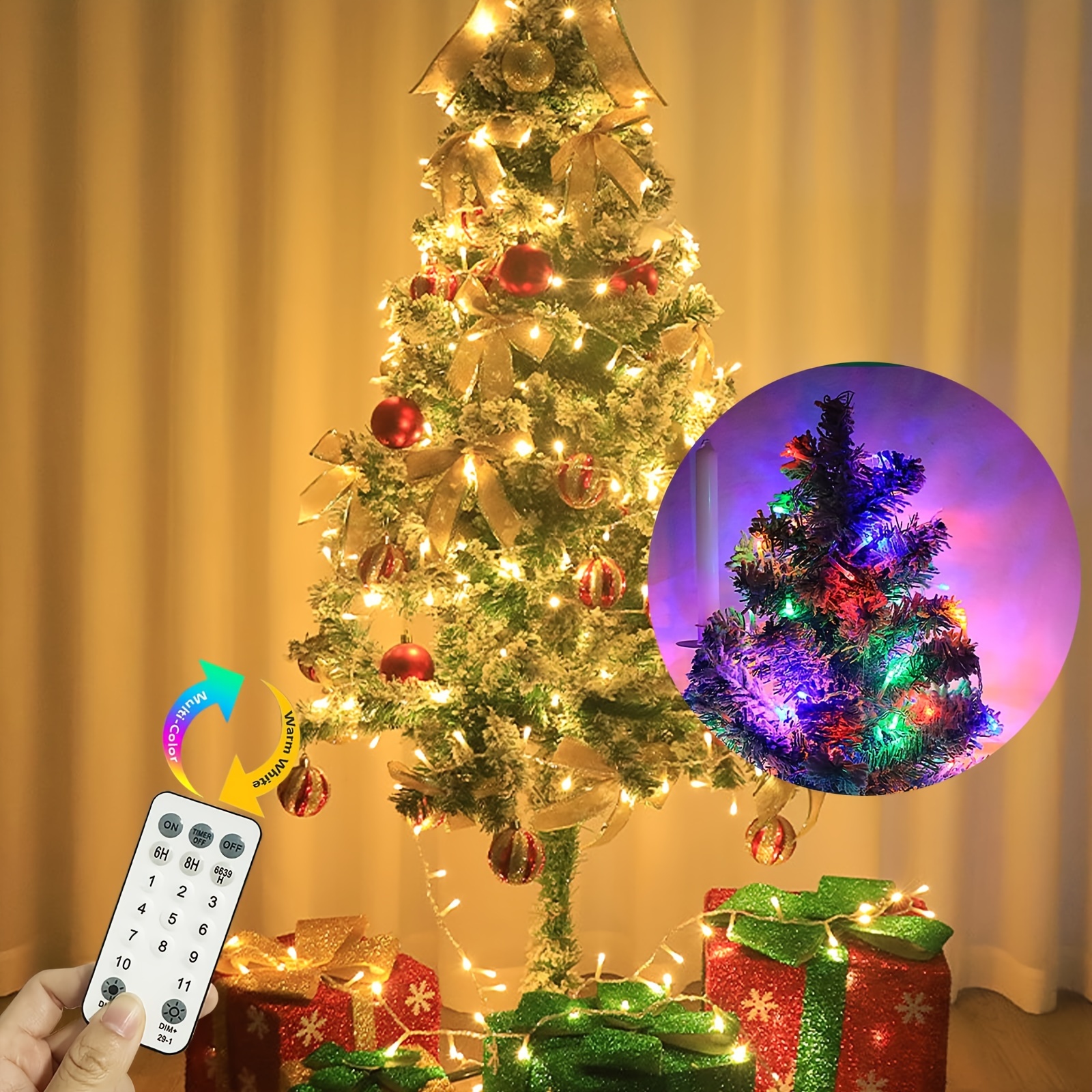 

Fairy Lights Outdoor Indoor Fairy Lights Dimmable Warm White + Colorful With Plug And Remote Control, 11 Modes, Memory Function And Timer, Fairy Lights For Balcony, Wedding Christmas Thanksgiving