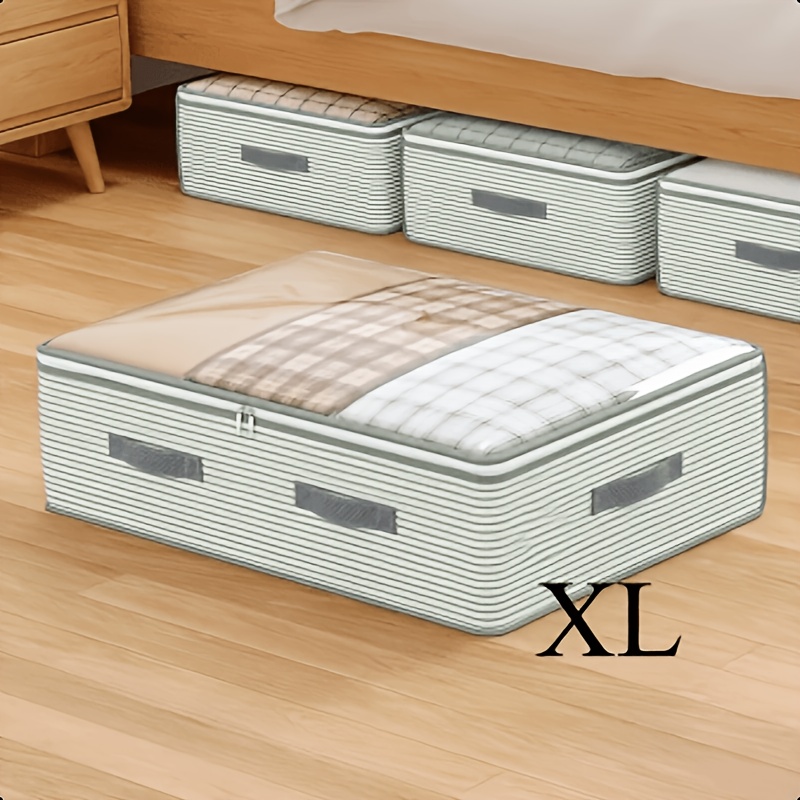 TEMU Large Storage Organizer Bag | Heavyweight Non-woven Material With Transparent Window, Clothing Organizer Box, Suitable For Closet, Under Bed,