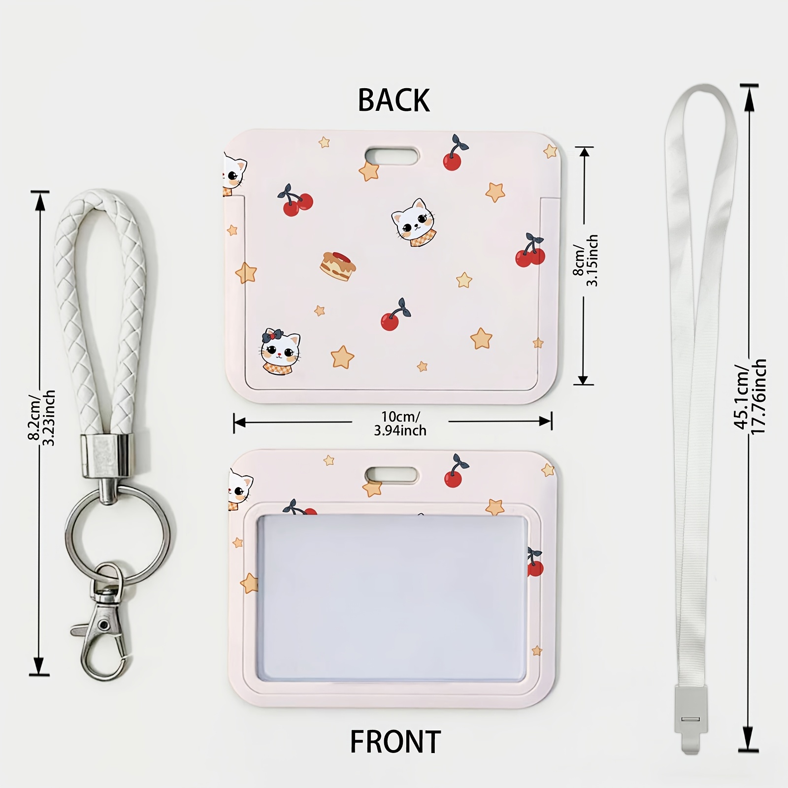 TEMU Llavero cordón 2D con diseño reemplazable, correa para el cuello y cordón plegable con hebilla de 1 pieza. Tarjetero con estampado de postre de