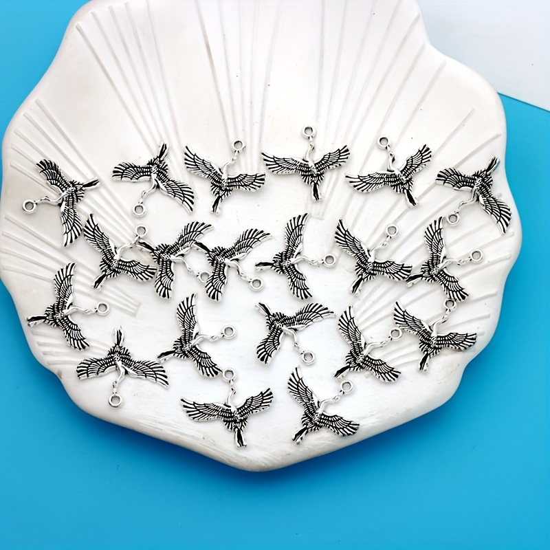 TEMU 20 stuks zilveren gekroonde vogel bedels gemaakt van zinklegering, perfect voor het maken van armbanden, oorbellen en kettingen
