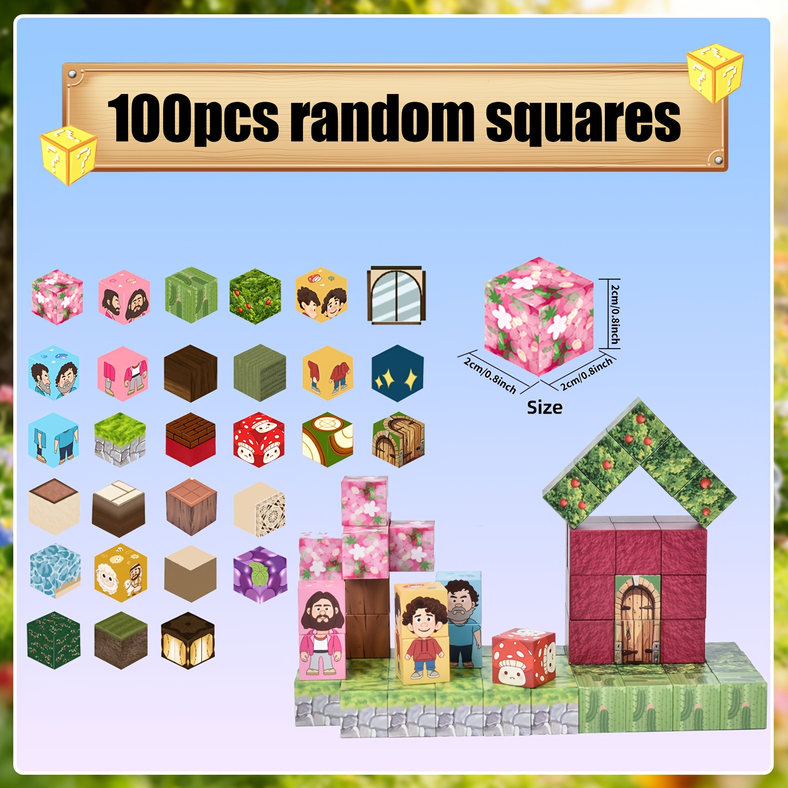 Image of 100 Pcs 3-year-old And Above Fun Magnetic Building Blocks, Random Colors, Can Assemble Dinosaurs, Cars, Small Castles, Shapes, Easy To Assemble Without , Large Particles To Prevent Choking
