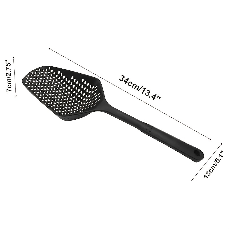TEMU Strainer Scoop With Long Handle, Multi-functional Pasta Server Kitchen Colander With Drainage Holes - Heat-resistant, Dishwasher Safe,