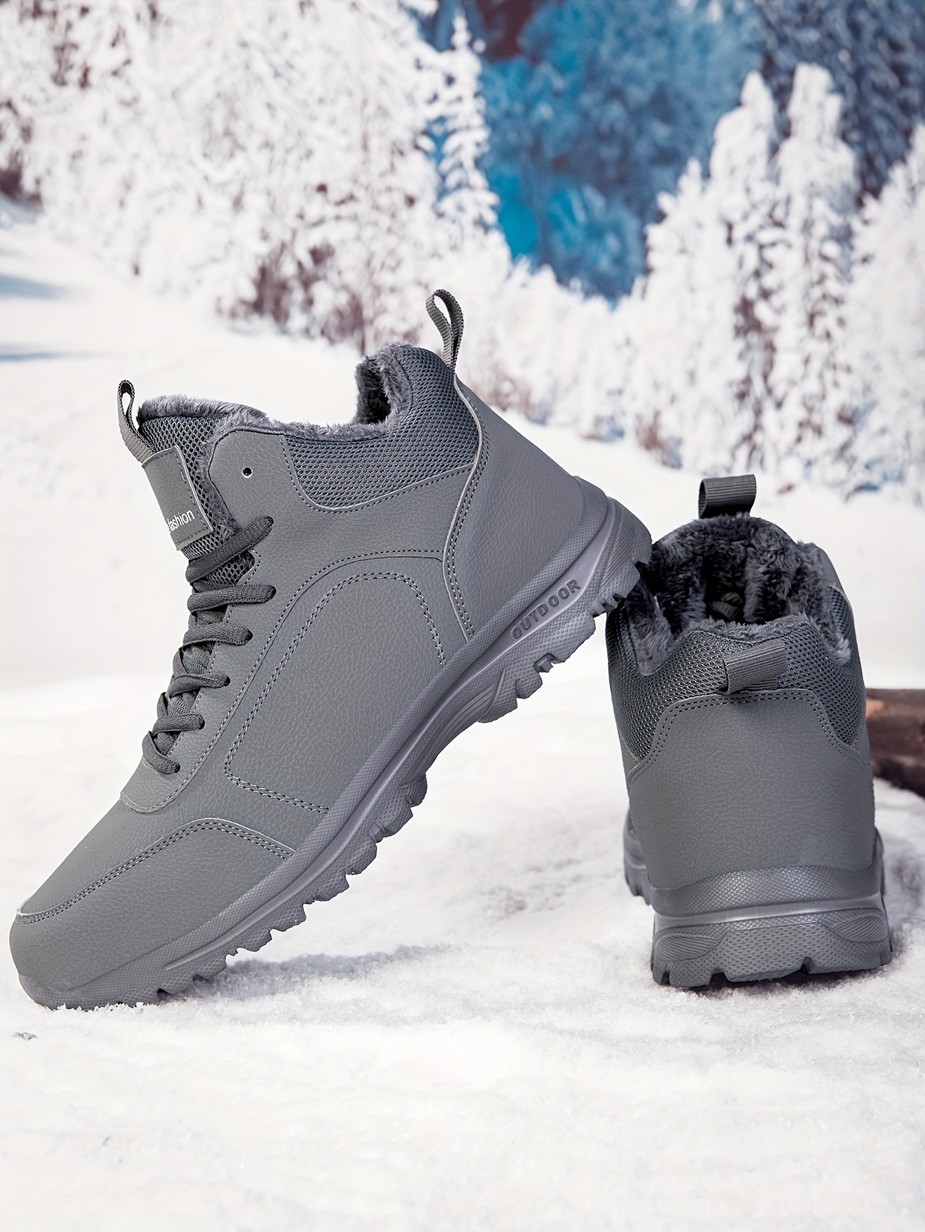 mens snow sports shoes lightweight and flexible sole plush lining winter outdoor   top warm snow boots outdoor sports and hiking boots Product details 2