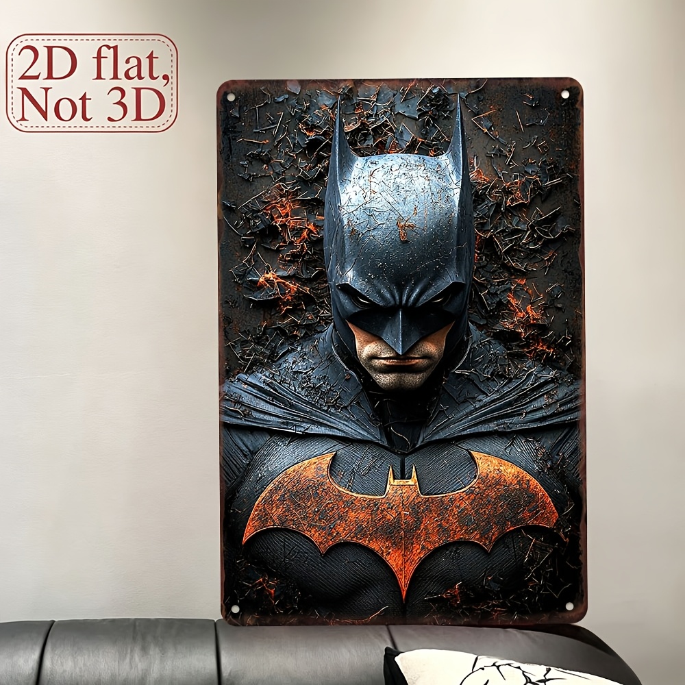 TEMU 2d Flat - 1pc Movies, Comic Characters As Batman Theme, 2d Flat Decorative Painting, Suitable For Living Room, Personalized Bedroom, , Wall