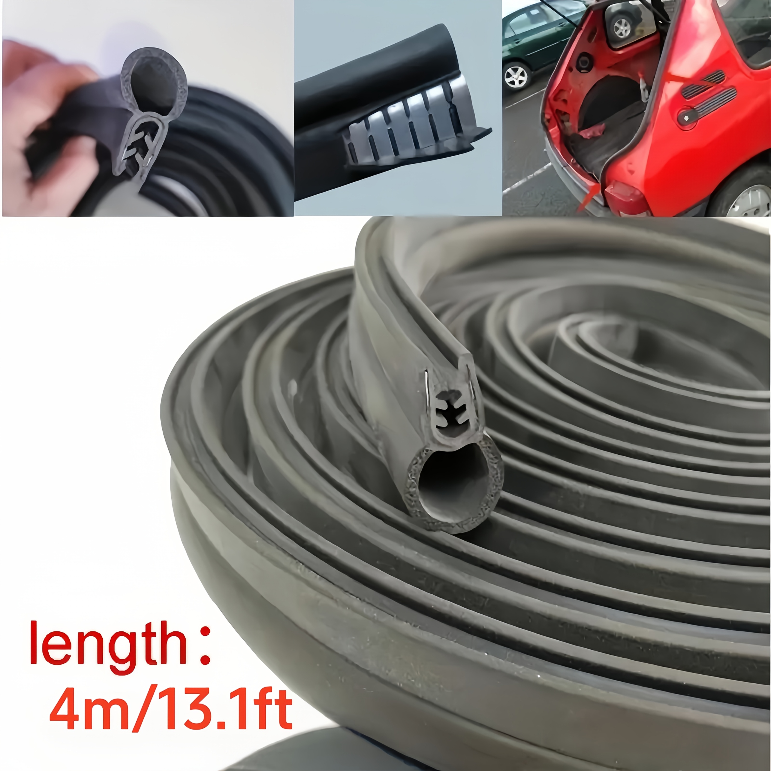 Image of 13.1ft Extended Car Door Sealing Rubber Sealing Strip, Car Sealing Strip, Trunk Hood Door Sealing, Trunk Sealing Set