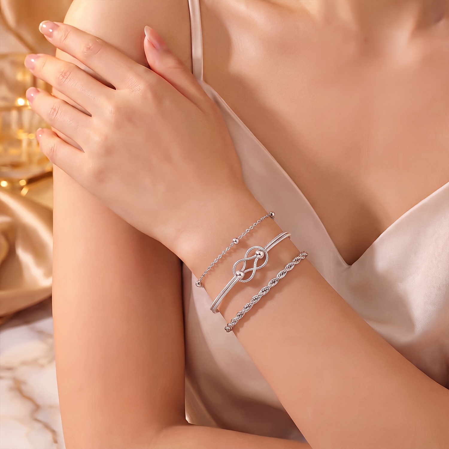 3pcs Women's 316L Stainless Steel Bracelet Set