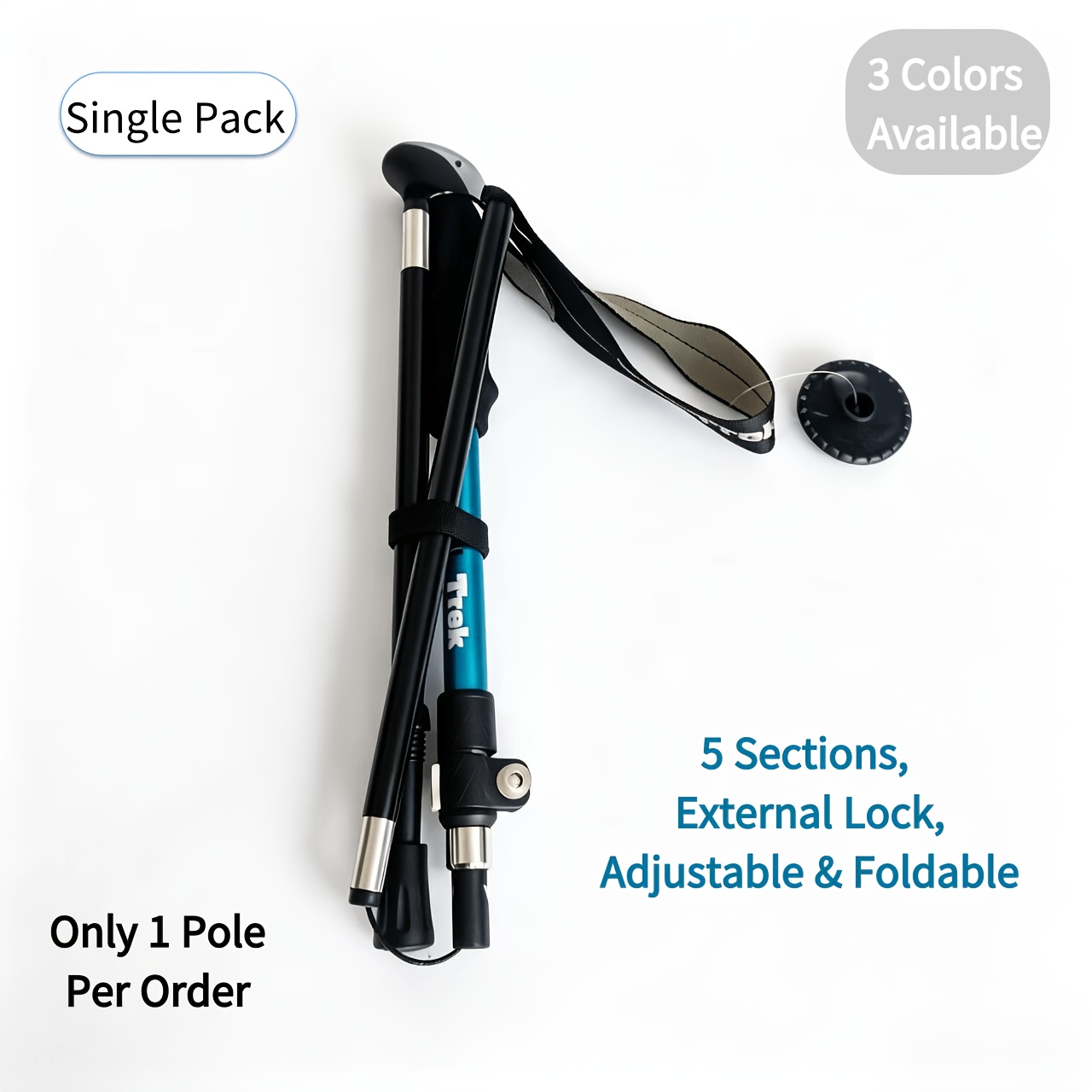 5-Section Color Spliced Foldable Trekking Poles