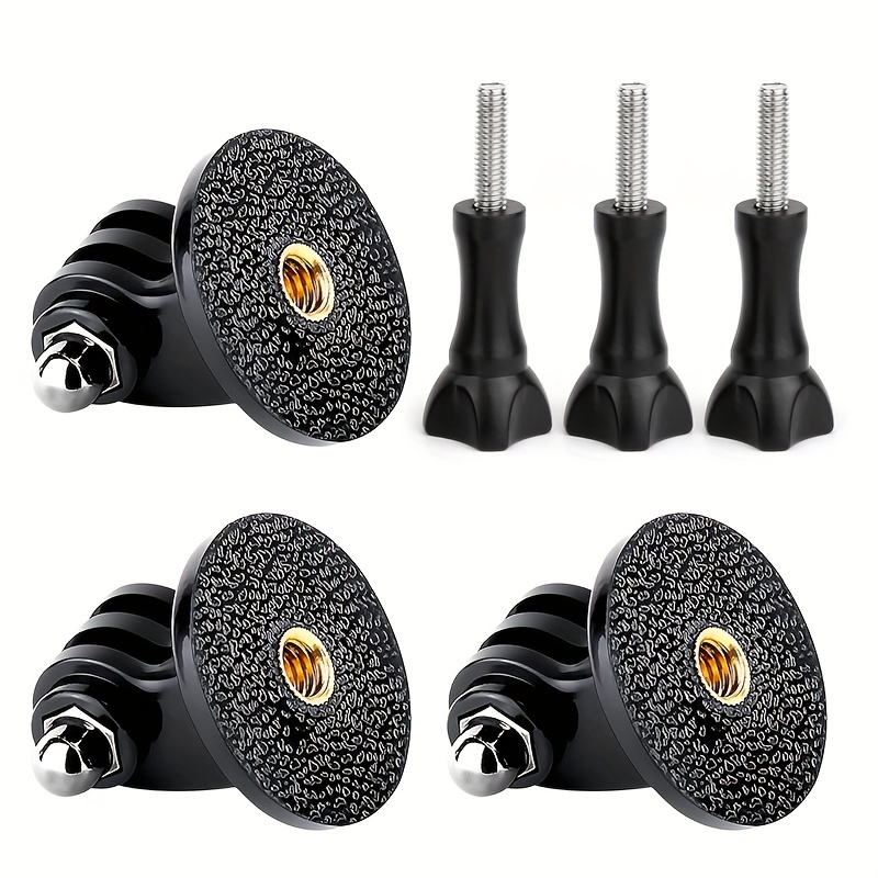 Image of 3+3pcs Action Camera Tripod Mount Adapter Kit With Thumb Screws, Universal 1/4" Screw Mount For Sports Cameras, Compatible With Most Action Cameras