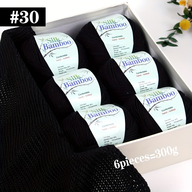 TEMU 6 pièces de Laine Tricotée en Mélange de Bambou - Douce et Respirante, pour le , Écharpe, Bonnet, Pull, Matériel, Crochet DIY - Poids Total